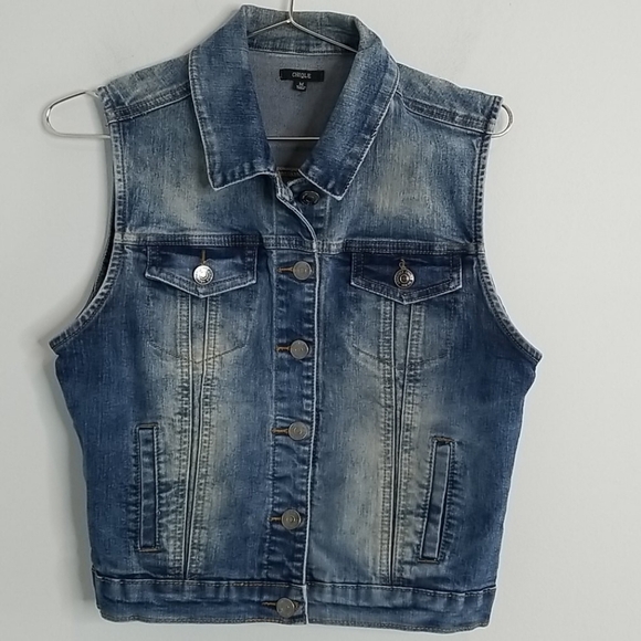 distressed Chiole Architect denim vest Medium - Picture 1 of 9